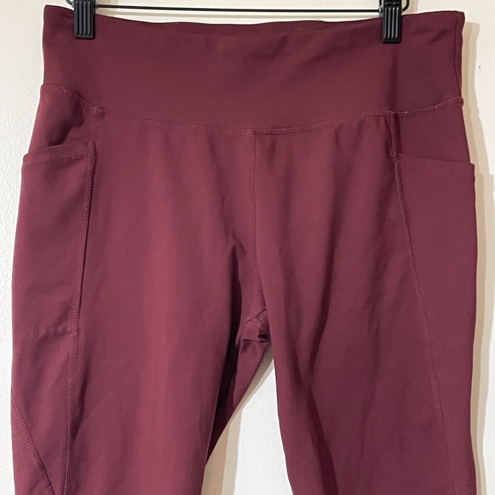 Jockey Women's Rich Burgundy Leggings with Side Pockets, Polyester Spandex Blend - Picture 3 of 11